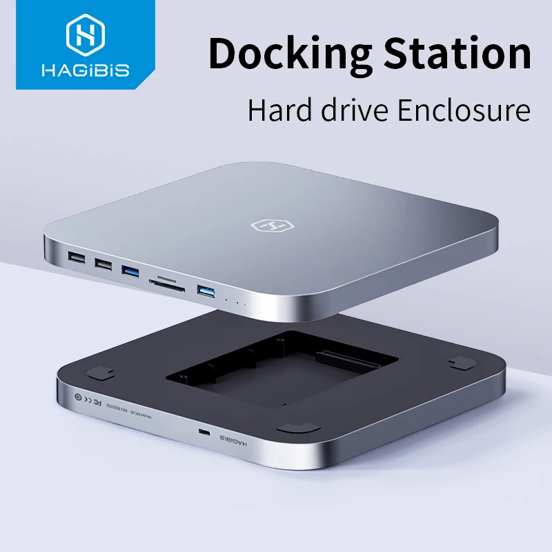 Hagibis-hub Usb tipo c com Caixa de Disco Rígido Docking Station para Mac Mini 2.5 Sata Nvme M.2 Ssd Case dp Usb 3.0 m1 m2