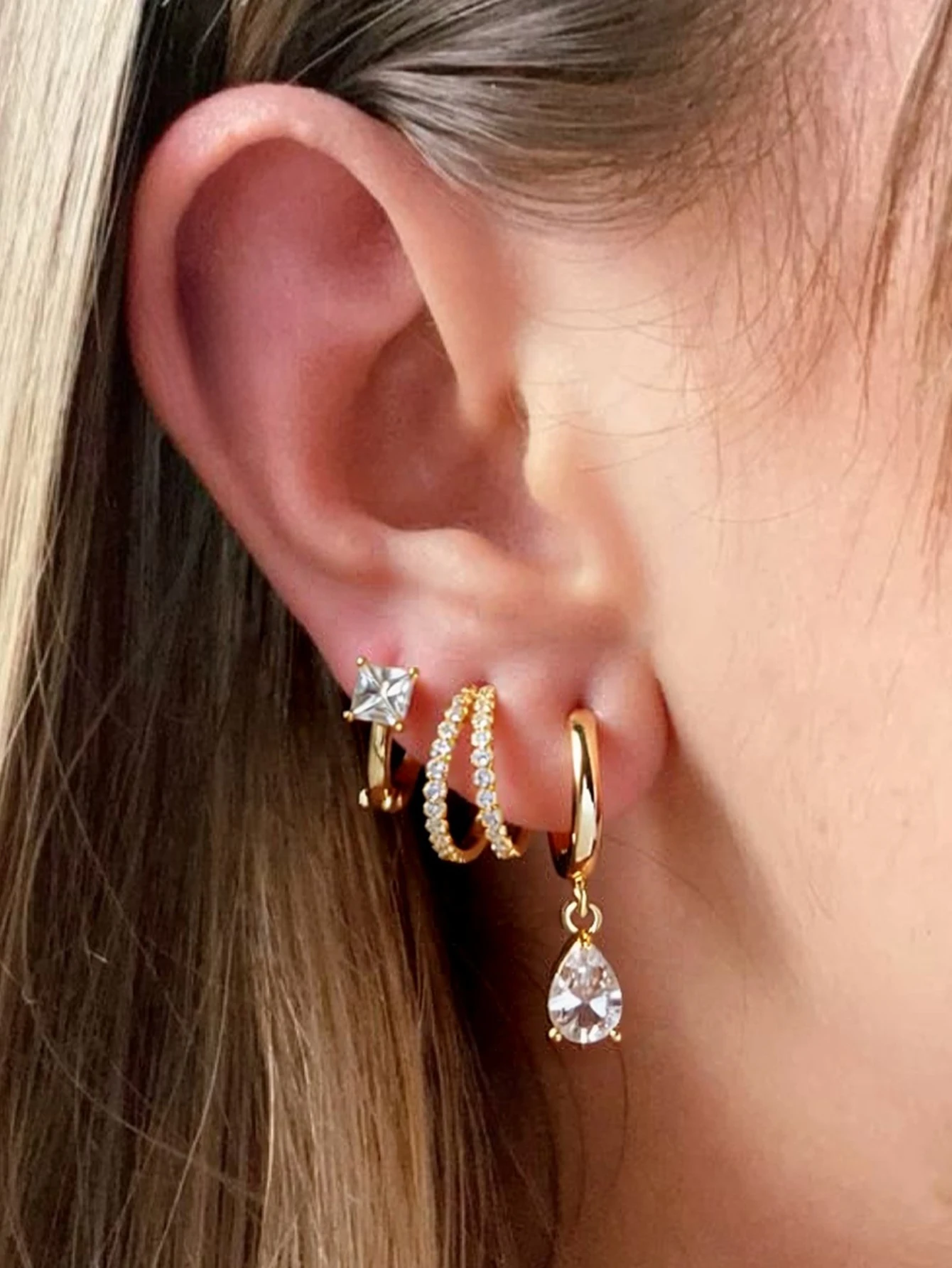 Zirconia Cube Pendant Earrings