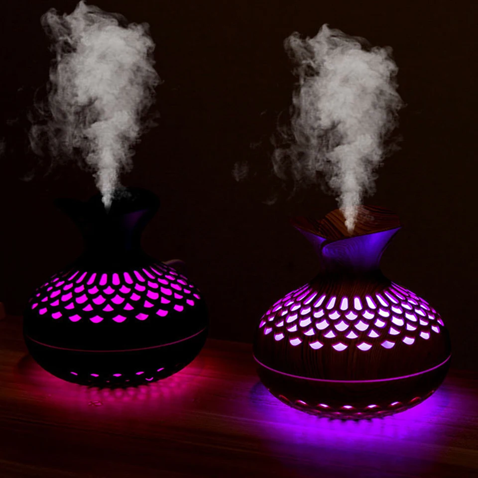 Diffusore Di Aromi A Ultrasuoni – Mini Umidificatore USB 130ml, 35dB, Con Luce LED E Finitura Legno, Per Casa E Ufficio