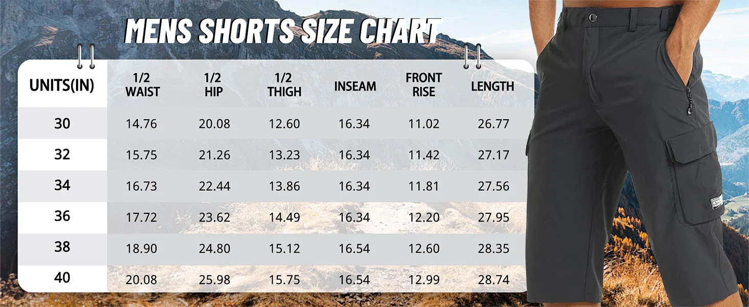 EKLENTSON Sommer Quick Dry Shorts Herren Leichte 3/4 Cargo Short Workout Sport Outdoor Hosen Wandern Joggen Camping Hosen – Detail 6