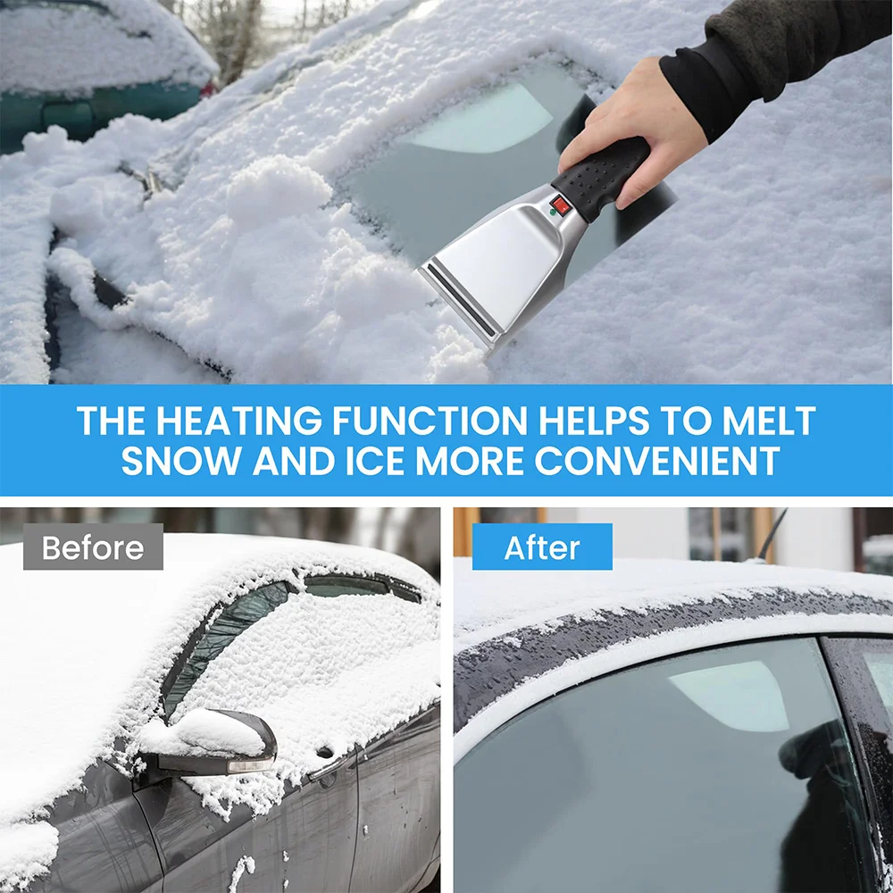 12V Winter Electric Heater Car Ice Scraper Windshield Defrosting Ice Scraper Tool Glass Snow Removal Tools Auto Accessories
