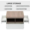 Lift Top Coffee Table with Extendable Tabletop, Storage Drawers & Cabinet 6