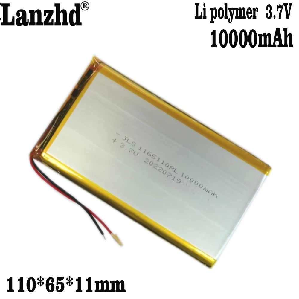 Bateria Macia do Pacote do Polímero 3.7v 10000mah 1165110 de li do Lítio de 110 Peças com Bms para a Tabuleta do Orador de Bluetooth do Banco de Potência - Image 6