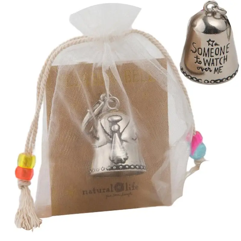 Blessing Bell Angel Charm Friendship Car Ornaments Tiny Silver Bell Decorations Angel Blessing Bell Good Luck Decorations