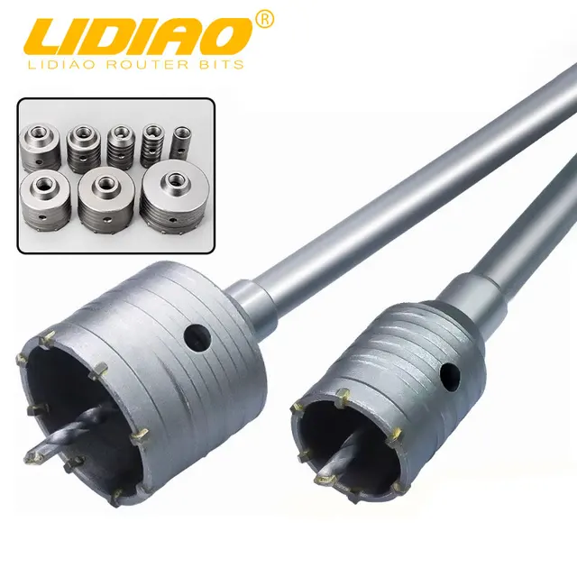 LIDIAO 30-120mm SDS Plus perceuses à percussion mur trou scie foret ensemble outils de coupe tige ronde foret pour béton brique pierre 1