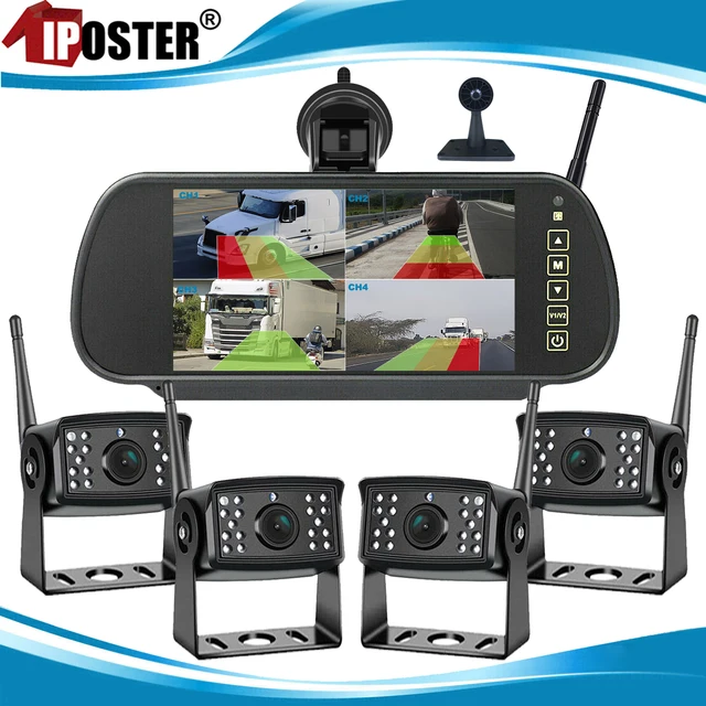 654399-fbf49c.jpg IPoster الرقمية اللاسلكية 7 بوصة شاشة مقسمة DVR مراقب AI المركبات البشرية كشف BSD كاميرات احتياطية لمقطورة Rvs تخييم