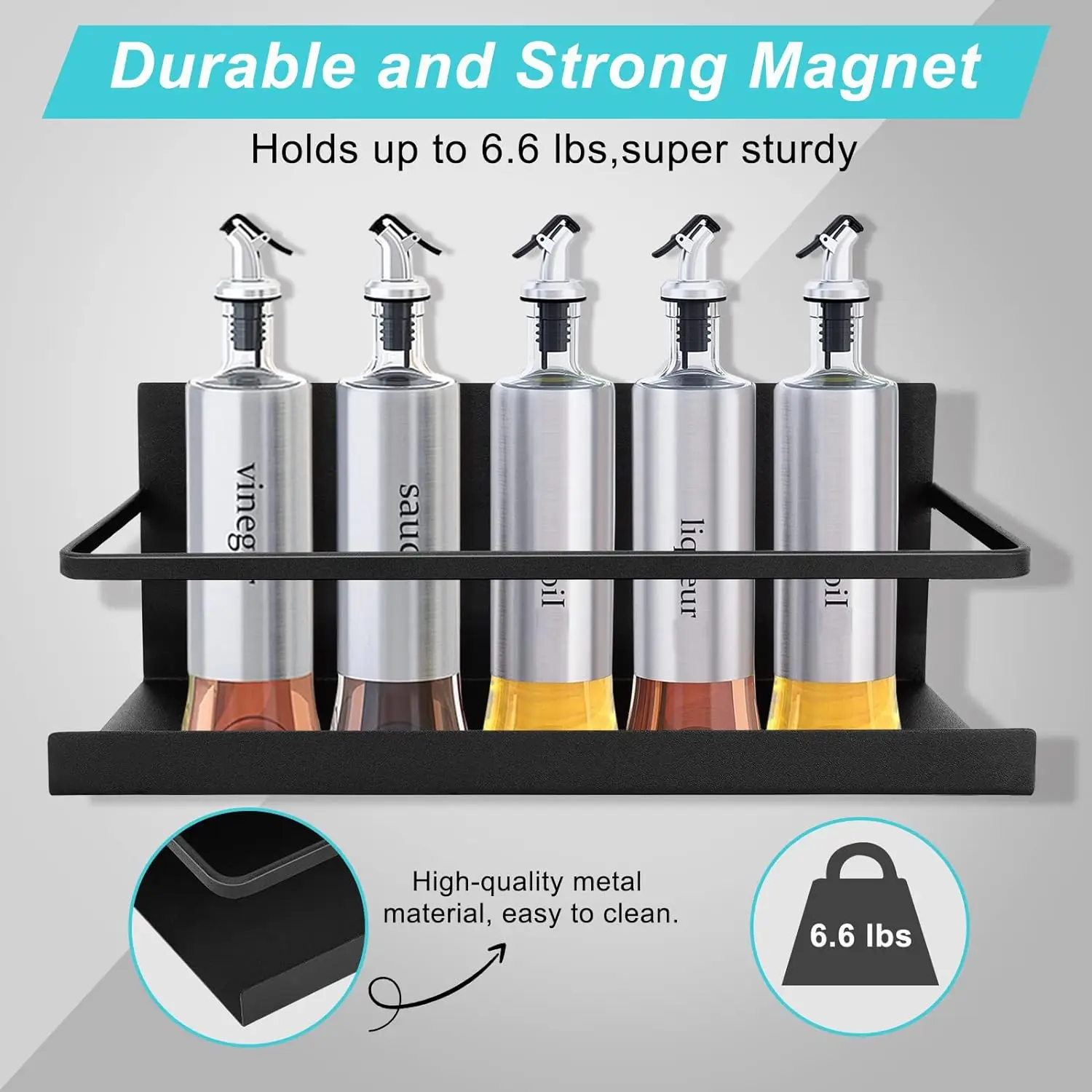 Description Picture 5 of itemMagnetic Refrigerator Shelf Wall Mounted Shelf Iron Storage Rack Kitchen & Bathroom Multifunctional Organiser Storage Shelf