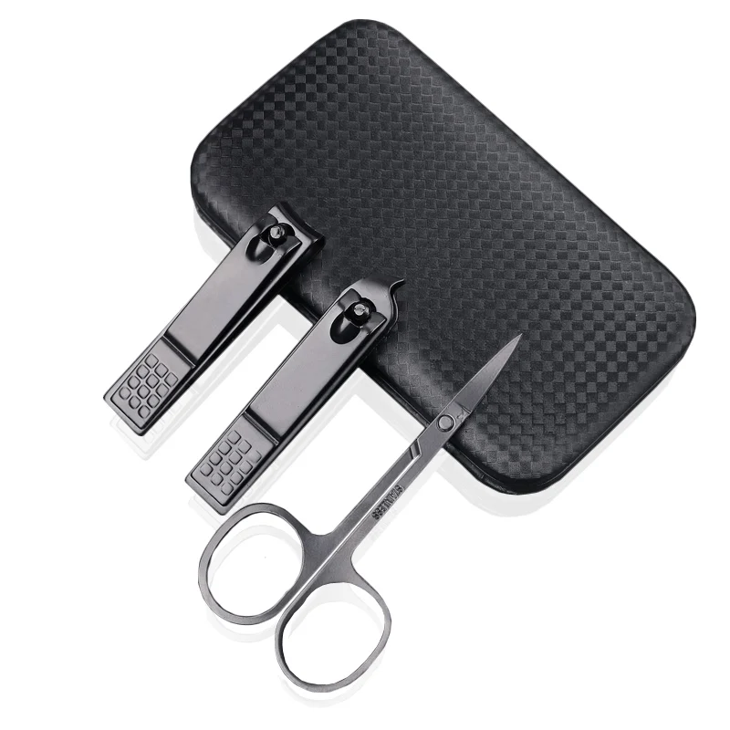 Nail Clipper Set 7pcs Professional Black Nail Clippers Kit Dead Skin Pliers Nails Scissor Tweezer Pedicure Knife Stainless Steel Manicure Tool