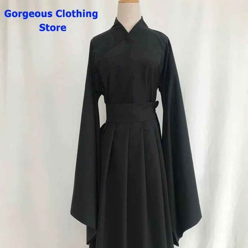 

3XL Traditional Hanfu Inner Wears For Women Men White Black Tops Skirt Daily Base Suit Large Sleeve Bottoming Underwear Chinese