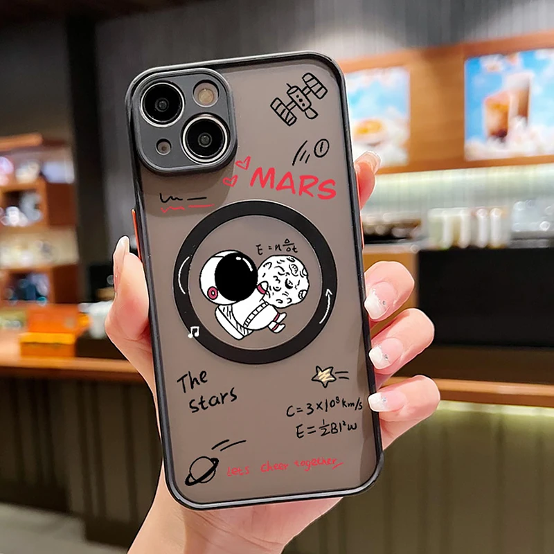 Cartoon Astronaut Matte Hard Acrylic Phone Cover