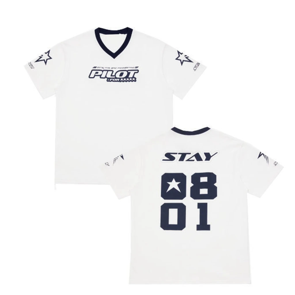 

Fashion Women's T-Shirt Kpop Stray Kids 0810 Star Pattern Top Summer Cotton Top Harajuku Couple Clothes