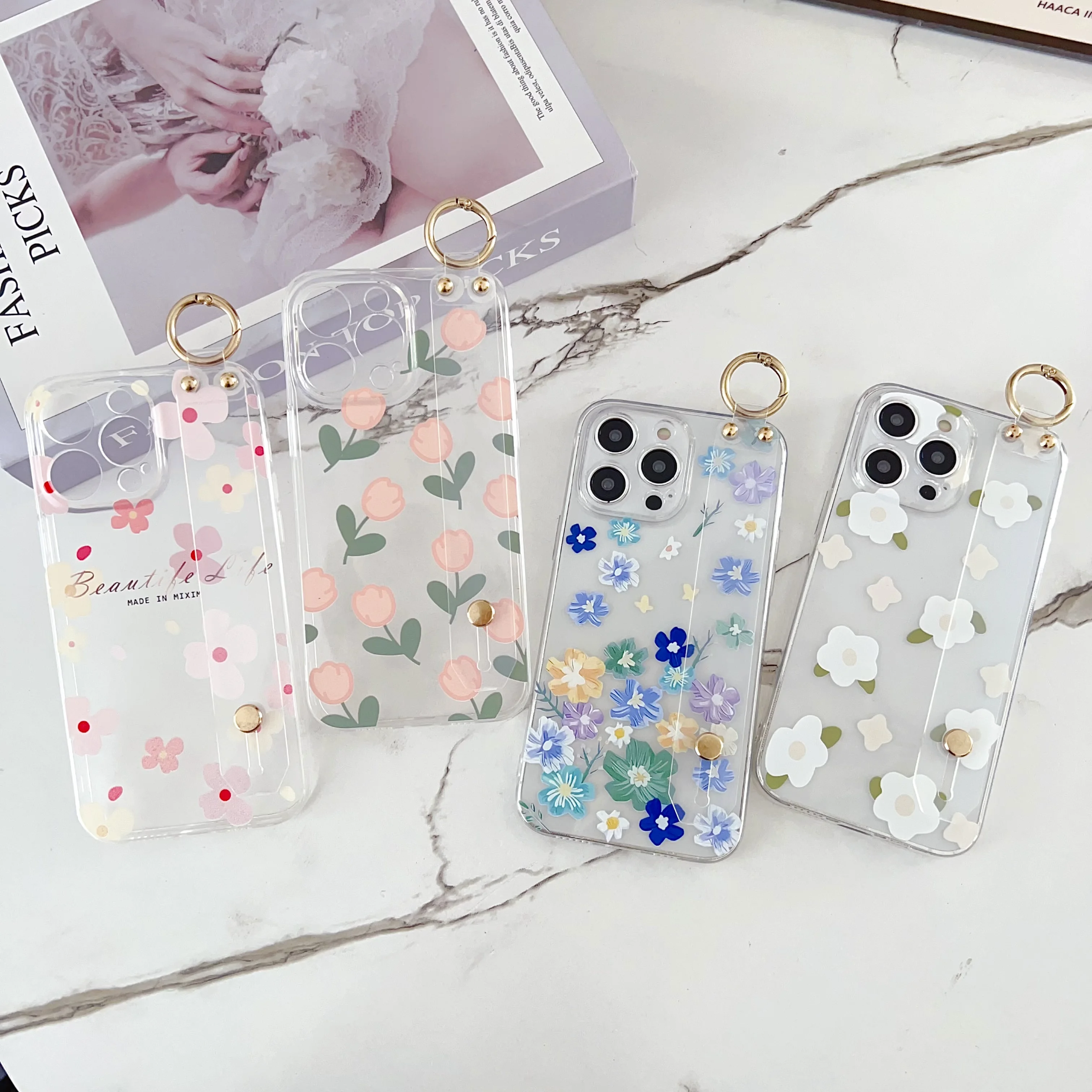 Floral Wrist Strap Protective Case