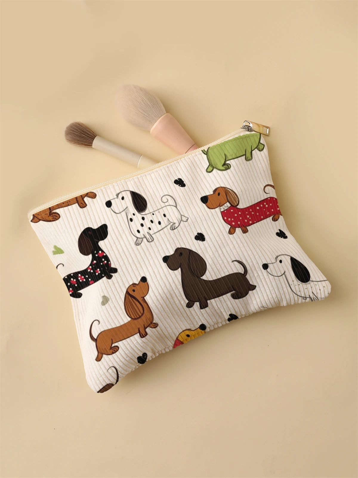 Corduroy Travel Cosmetic Bag Portable Makeup Storage Bag Purses Women Large Capacity Zipper Make Up Organizer Storage Clutch