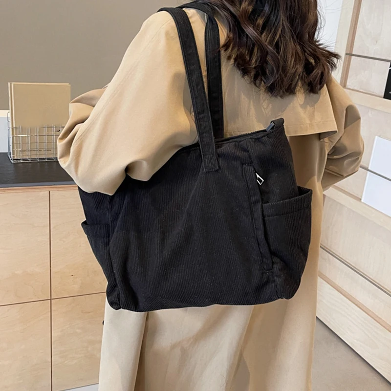 Corduroy Tote Bag Back View
