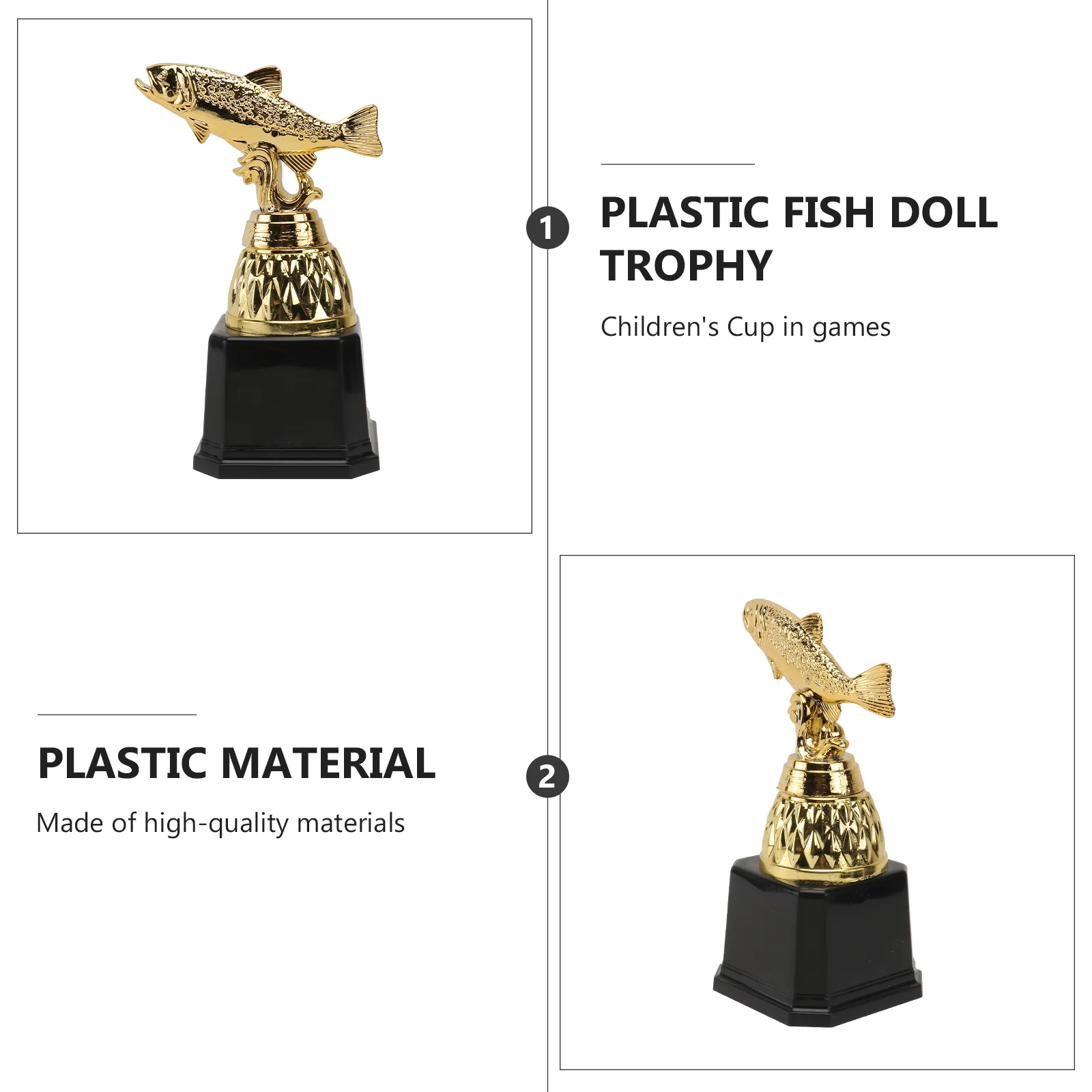 Plastic Trophy Toys Kids Party Trophy Trophies with Fish Statue Decoration Fishing Award Cup Goalkeeper
