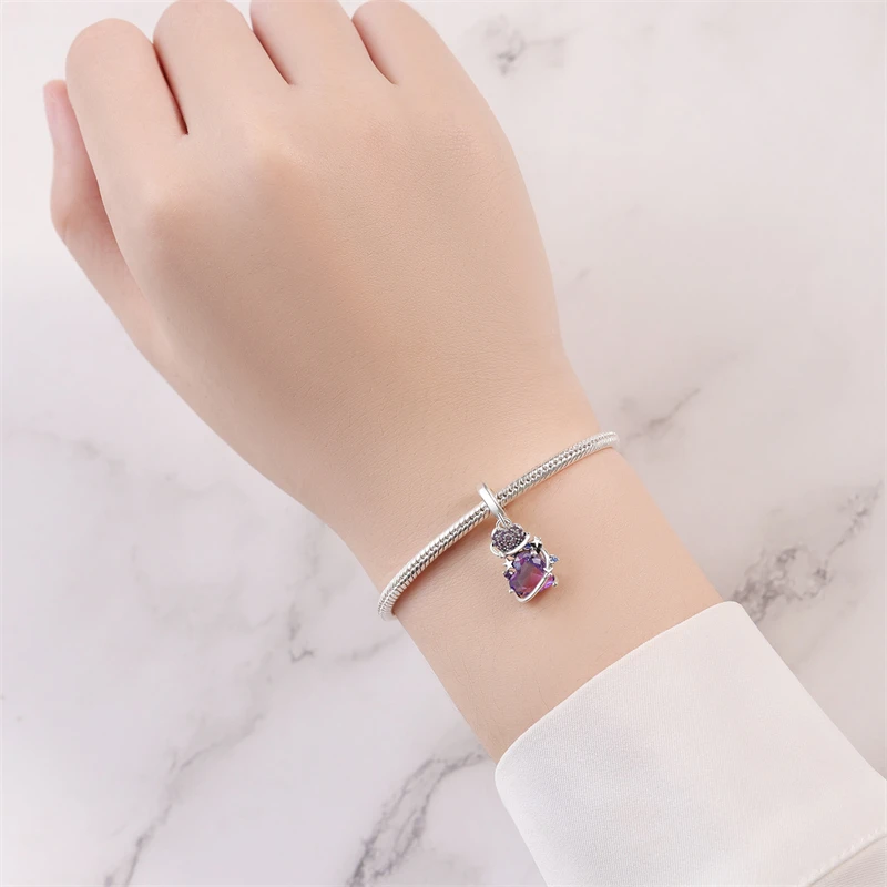  매력 비즈 하트 모양 행성 꽃 펜던트, 맞춤 오리지널 판도라 목걸이 팔찌, 여성 파티 DIY 선물
