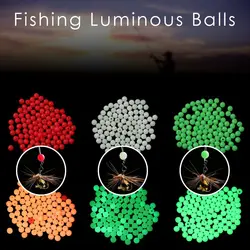 100pcs Luminous Beads 3 Colors 4/5/6/8mm Fishing Space Beans Round Float Balls Light Glowing For Outdoor Fishing Accessories