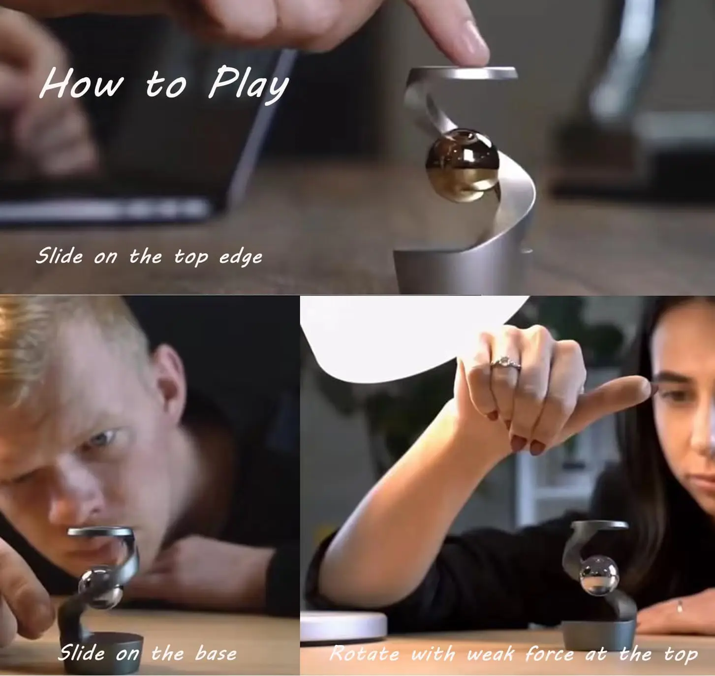 デスクトップ装飾用フローティングボール付き回転スピナー、磁気デスク