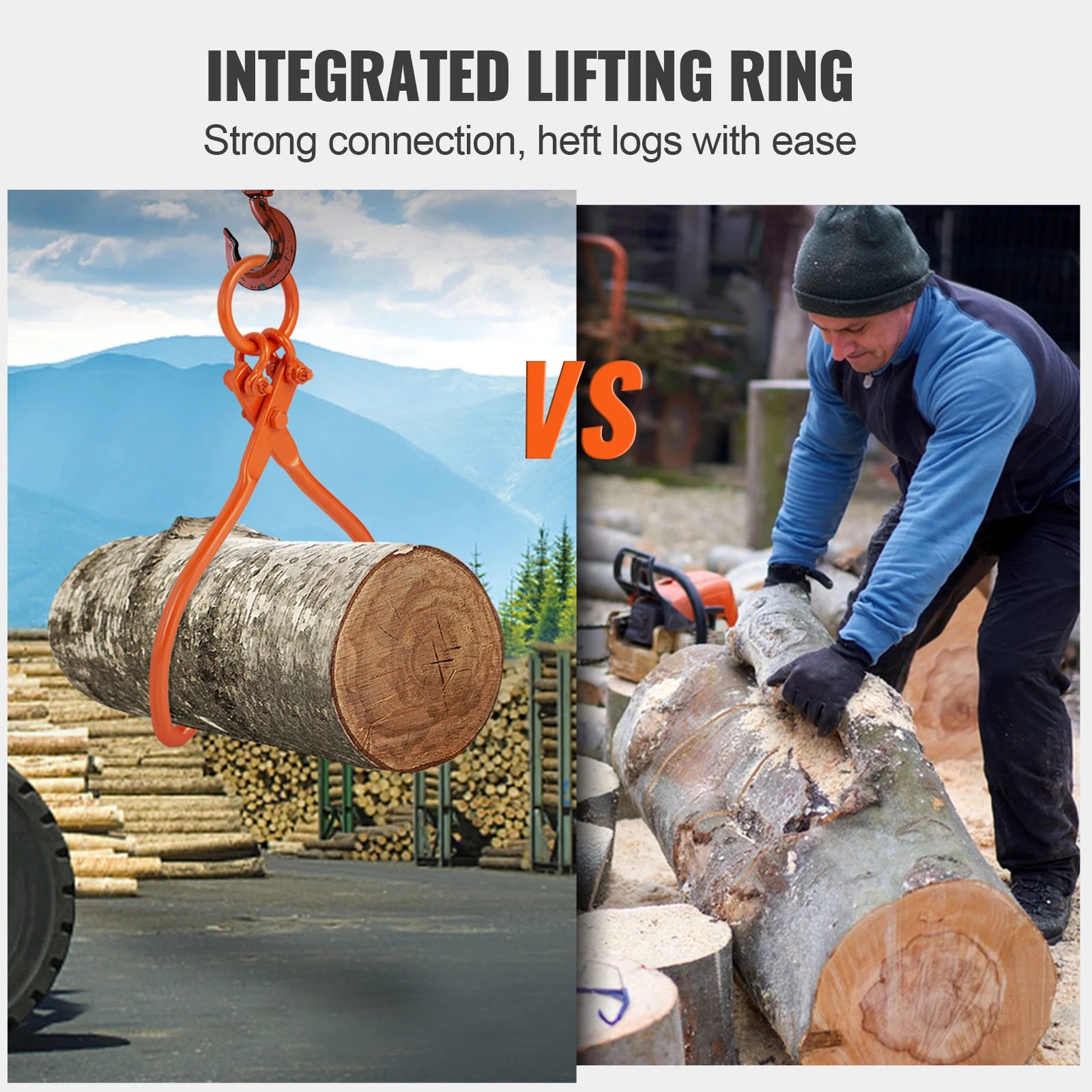 Lifting Tool VEVOR Log Skidding Tongs Log Lifting Tongs Heavy Duty Steel Lumber Skidding Loading Capacity Lifting Handling Tool