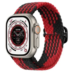 Adjustable Nylon Strap for Smartwatch - Versatile & Stylish Bracelet Band (Z Black red)