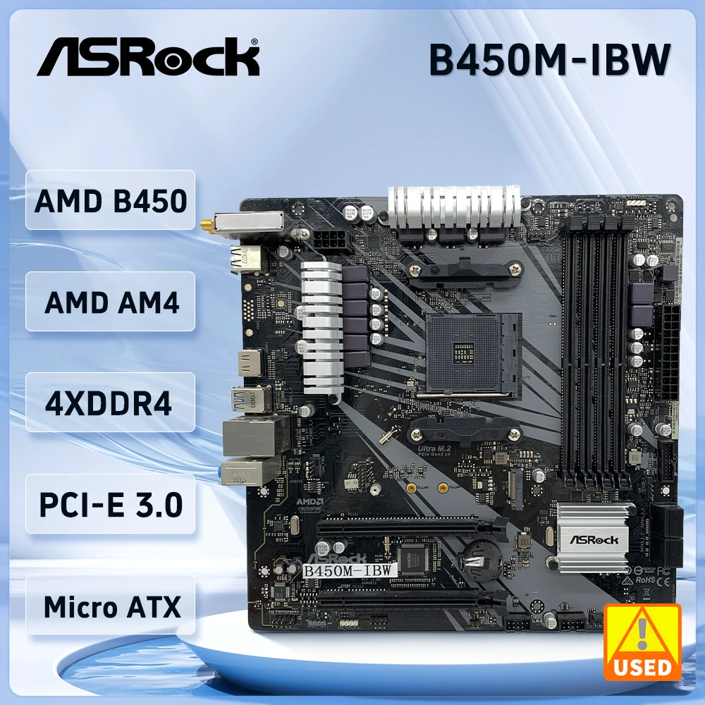 B450 B450M Scheda Madre Asrock B450M-Ibw Socket Am4 Ddr4 128Gb Sata 6 Gb/S M.2 Usb 3.2 Micro Atx Supporto Ryzen R5 5500 Cpu