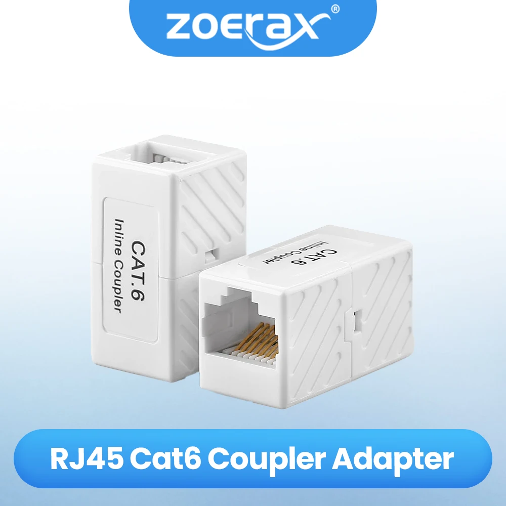 ZOERAX 2 ชิ้น RJ45 Cat6 Inline Coupler Ethernet Coupler, Ethernet Extender Connecter สําหรับ Cat6/Cat5e/Cat5 สาย Ethernet 1