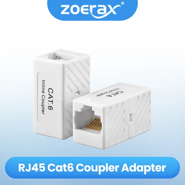 ZOERAX 2 ชิ้น RJ45 Cat6 Inline Coupler Ethernet Coupler, Ethernet Extender Connecter สําหรับ Cat6/Cat5e/Cat5 สาย Ethernet 1