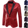 Men's Suit Round Sequin Pocket Single Row Button Wedding Groom Stage Show Hosting Dinner Menswear Bar Dance Casual Men Blazer 2