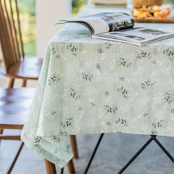 Tovaglia floreale in cotone con nappe a margherita in stile coreano, decorazione per tavolo da tè, tovaglia rettangolare per cucina, sala da pranzo di nozze 1