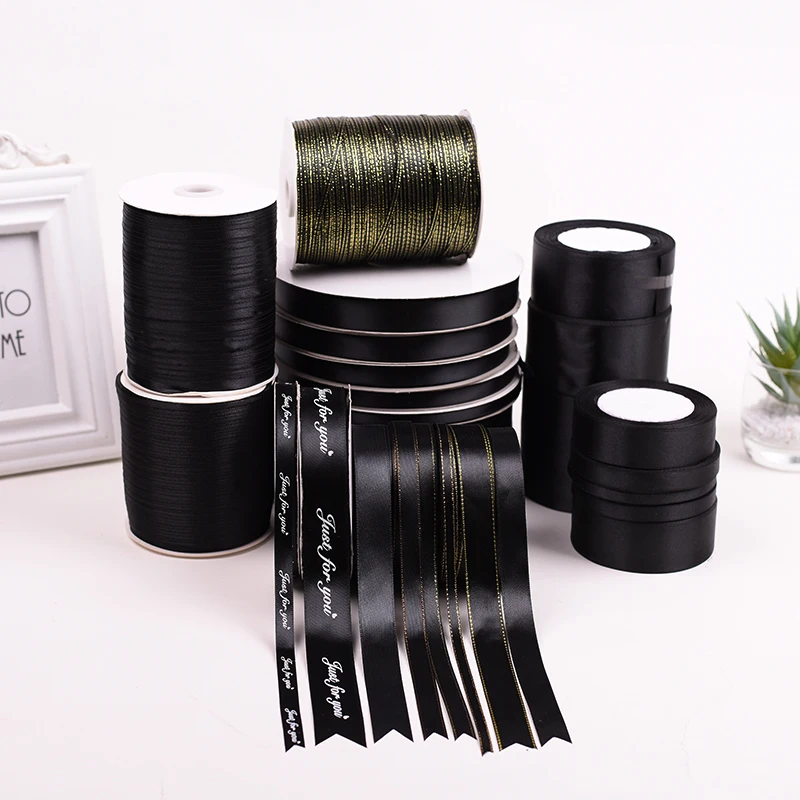 Satin Ribbon Single Face 6-10-12-15-20-25-40-50mm Gift Packaging Tape Christmas Halloween Birthday Party Decoration