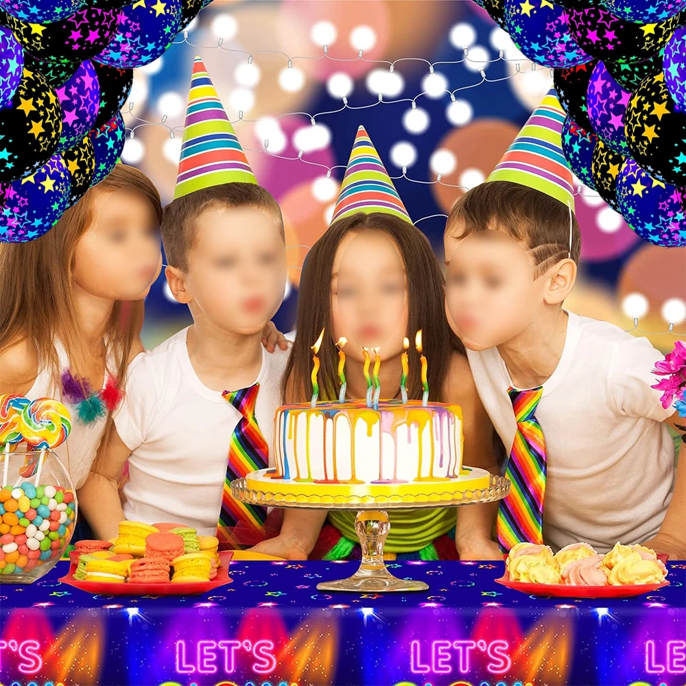 Description Picture 5 of itemGlow Party Decoration Tablecloth Light Fluorescent Neon Latex Balloons Napkins for Let's Glow Birthday Disco Neon Party Supplies