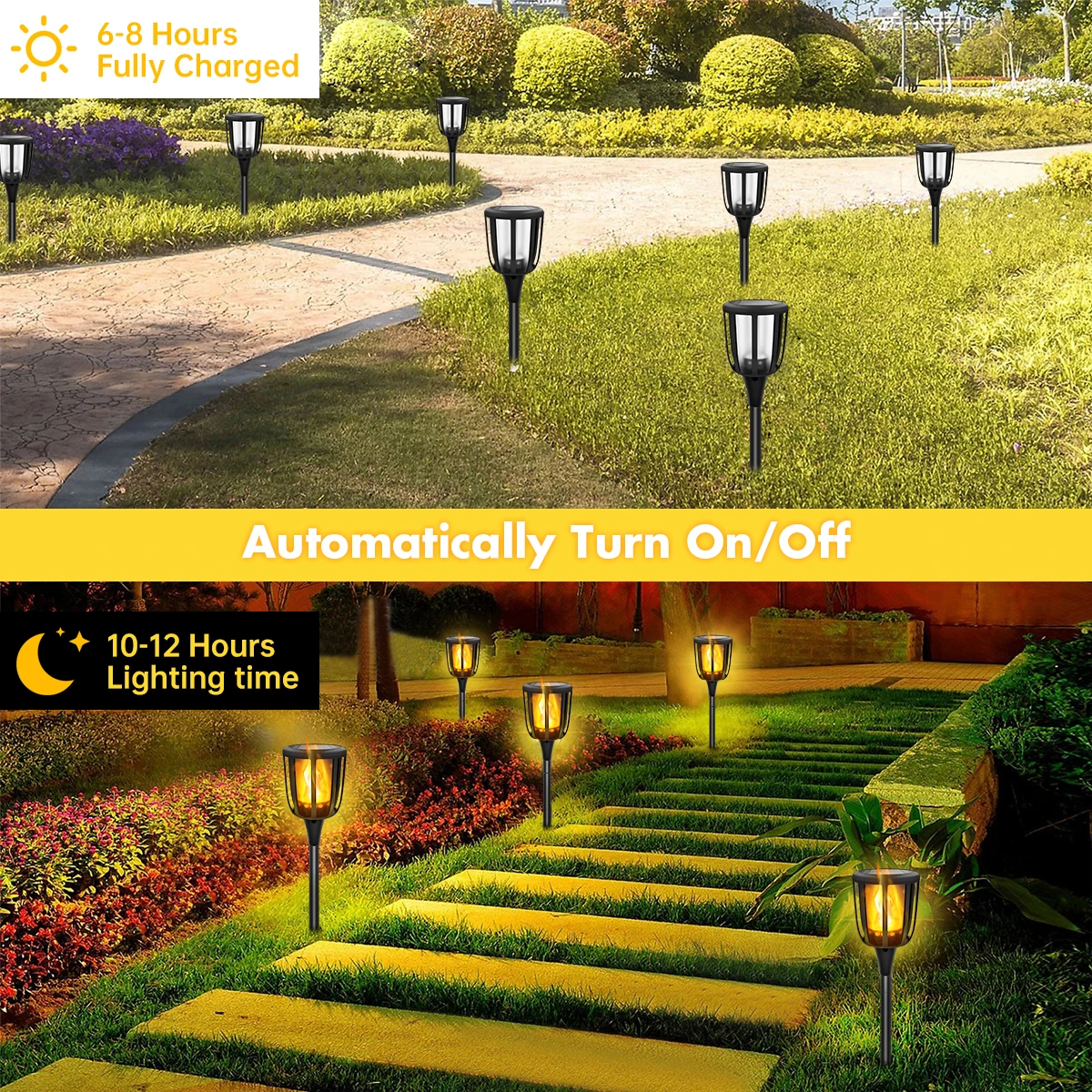 Upgraded Larger Solar Torch Lights Waterproof Outdoor Dancing Flames Lights Garden Lights Landscape Decoration Pathway Patio 2