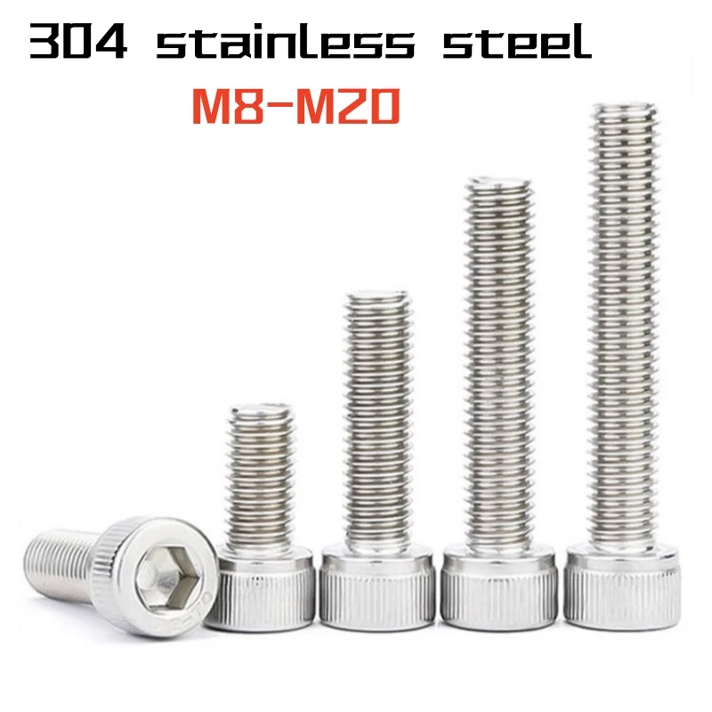 

1pcs M8-M20 304 A2 Stainless Steel Cup Head Internal Hexagonal Mechanical Screw Internal Hexagonal Cylindrical Cup Head Screw