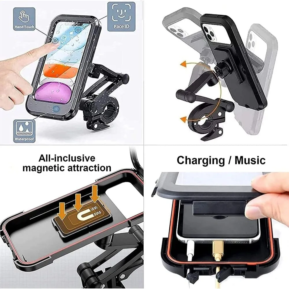 2023 Waterproof Motorcycle Bike Mobile Phone Holder Support Universal Bicycle 360° Swivel Adjustable Motorcycle Cellphone Holder
