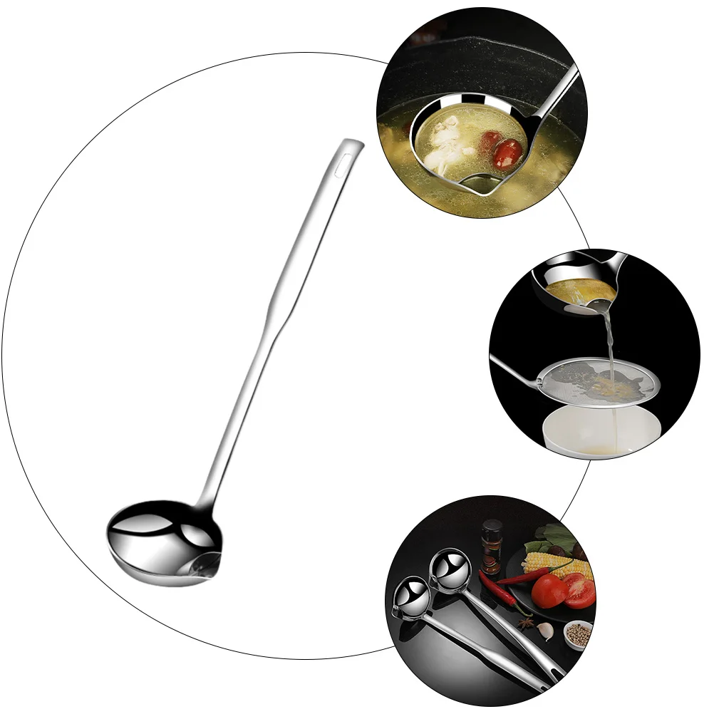 Stainless Steel Oil Filter Spoon Grease Hot Pot Ladle Soup Scoop Practical Colander