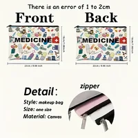 Medicine-Themed Cosmetic Travel Bag - Foldable Zippered Makeup Organizer, Gift for Healthcare Professionals, Cosmetic Bag 3
