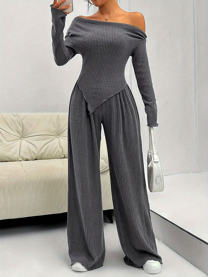 Women T-shirt Trousers New 2 Piece Autumn Streetwear Fashion Casual Slim Long Sleeves Tees Solid Sexy Female Tees Top Pants Suit