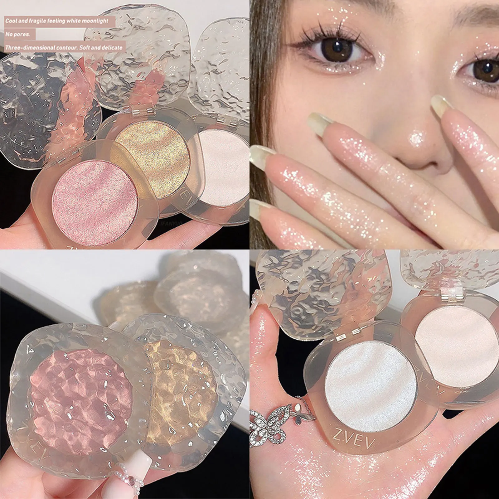 

Makeup Highlighter Palette White Pearlescent Brighten Face Contour Shimmer Water Light Highlight Pallete Illuminator Cosmetics