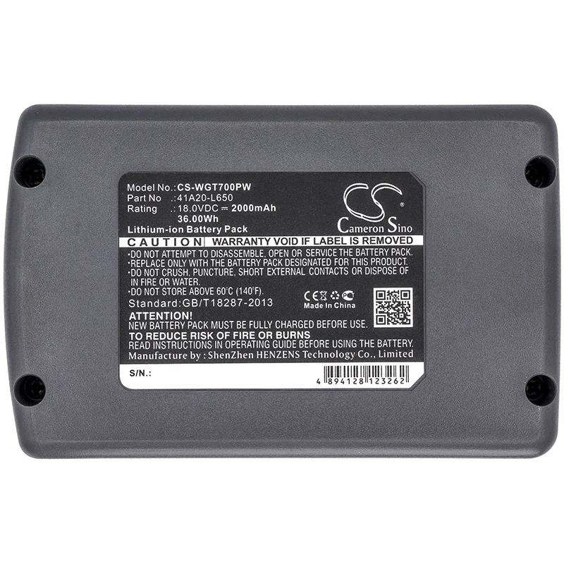 

CS 2000mAh Battery For WOLF Garten 4009269304979 41A20-L650 Li-ion Power Pack 5 Li-ion Power Pack 6 PP5 Trimmer GTA 700