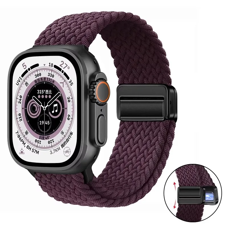 Breathable Nylon Braided Strap for Apple Watch - Adjustable Wristband