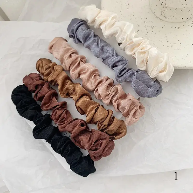 Elegant Silk Satin Scrunchies Set - 6-Piece Solid Color Hair Accessories Collection