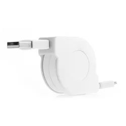 Retractable 1m USB Type C Charging Cable - Portable & Durable (White 100cm)