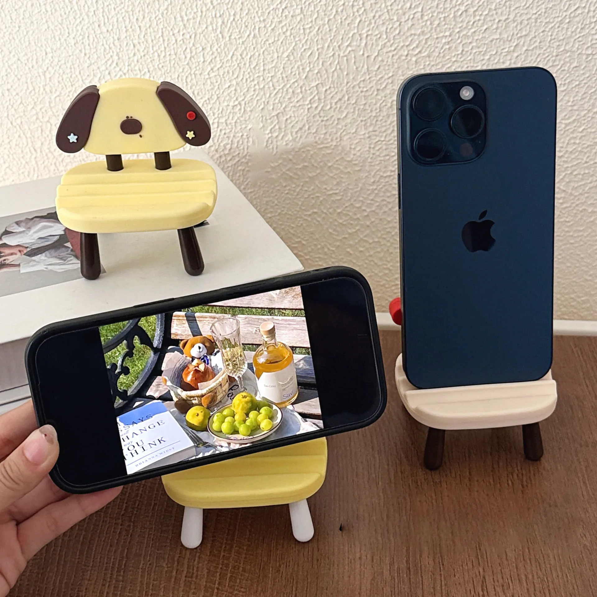 1/6 Pcs Love Cute Pet Chair Styling Phone Stand Lazy Desktop Chasing Drama Dormitory Ornament Small Support Stand