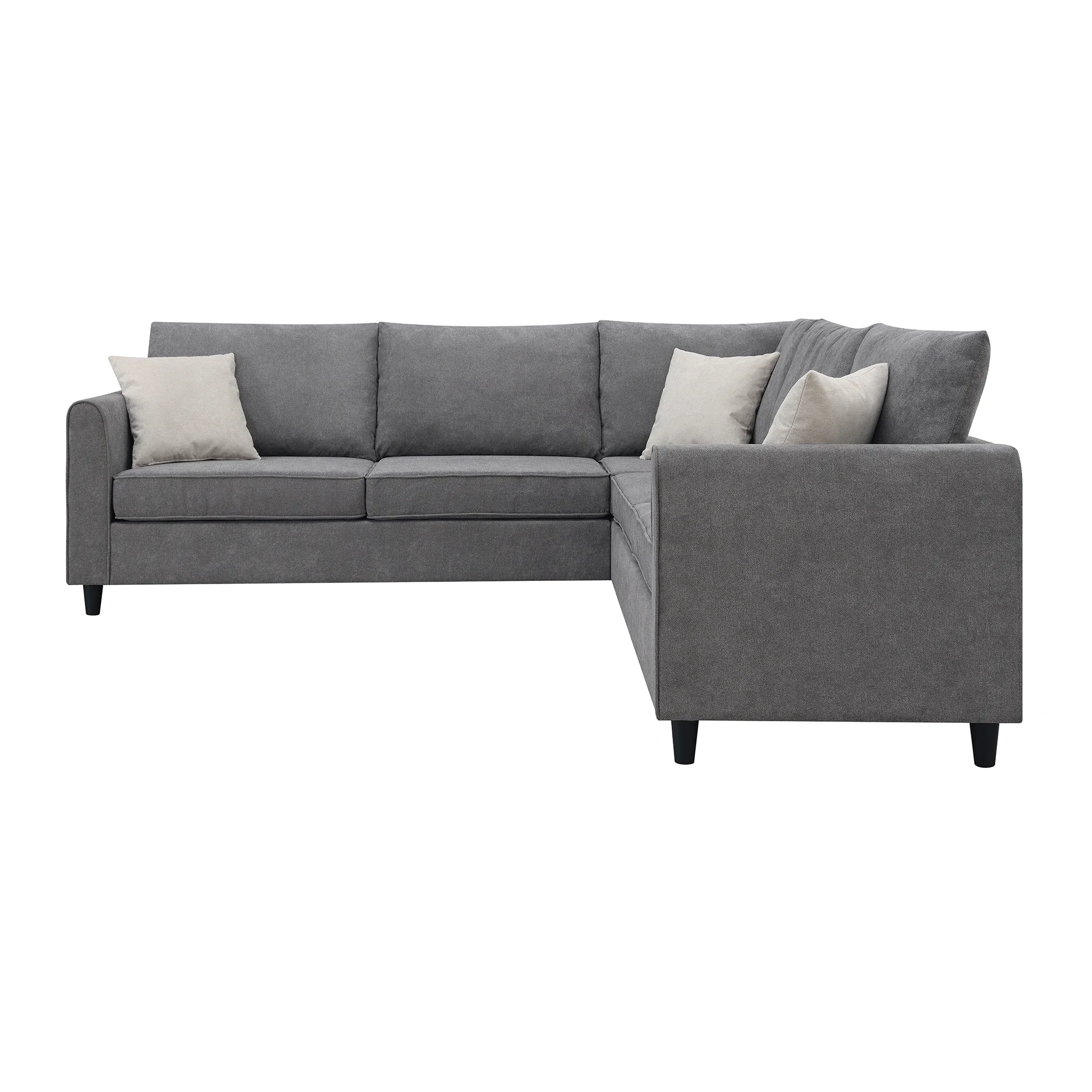 

Sectional Sofa Couches Living Room Sets 7 Seats Modular with Ottoman L Shape Fabric Sofa Corner Couch Set with 3 Pillows, Grey