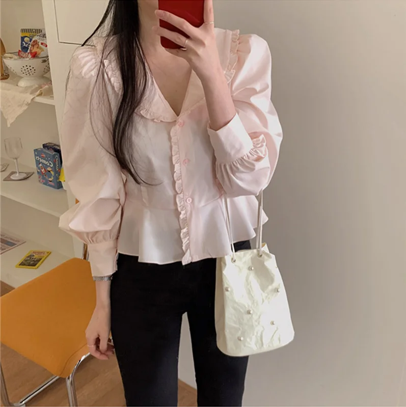 2021 Spring Shirt Female Womens Blouse Summer Women Blouses Maxi Blusas Casual Elegant Vintage Long Sleeve Cotton Oversize Loose