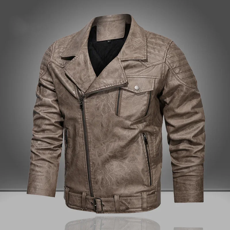 

2023 New Winter Leather Jackets Men Vintage PU Jacket Thicken Windproof Men's Faux Leather Coats Fashion Motorcycle Jacket