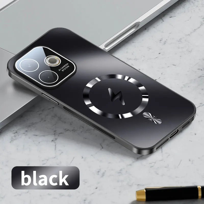 Magnetic Case with Camera Lens Protection & Magsafe Wireless Charging - Matte Frosted Back Cover