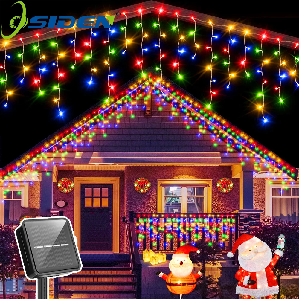 Outdoor Eaves Decoration 7.5M 160Leds Solar lcicle string Lights 8 Lighting  Modes Christmas Halloween Party Holiday Lights - AliExpress, image size:1000x1000