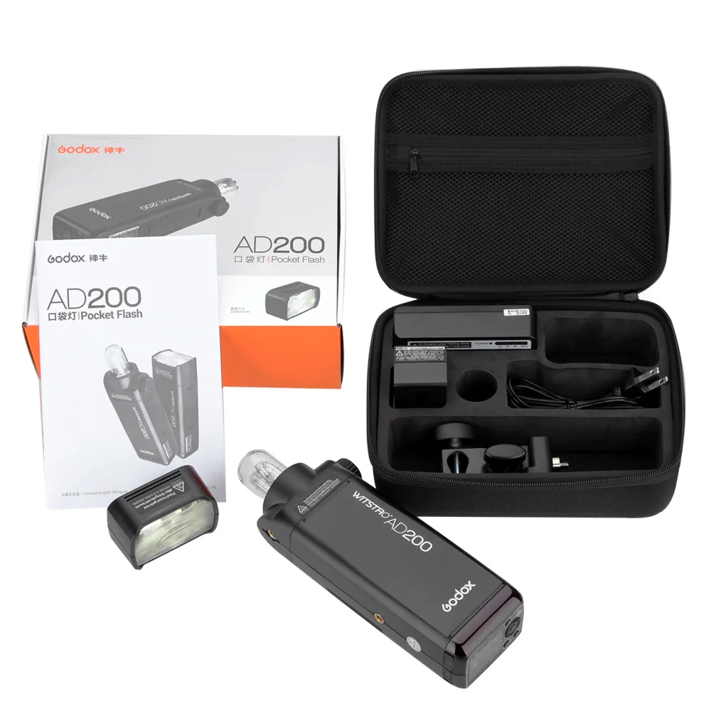 Godox AD200 200Ws TTL GN60 High Speed Sync Pocket Flash + Godox Xpro-C/N/F Transmitter for Canon Nikon Fujifilm Camera