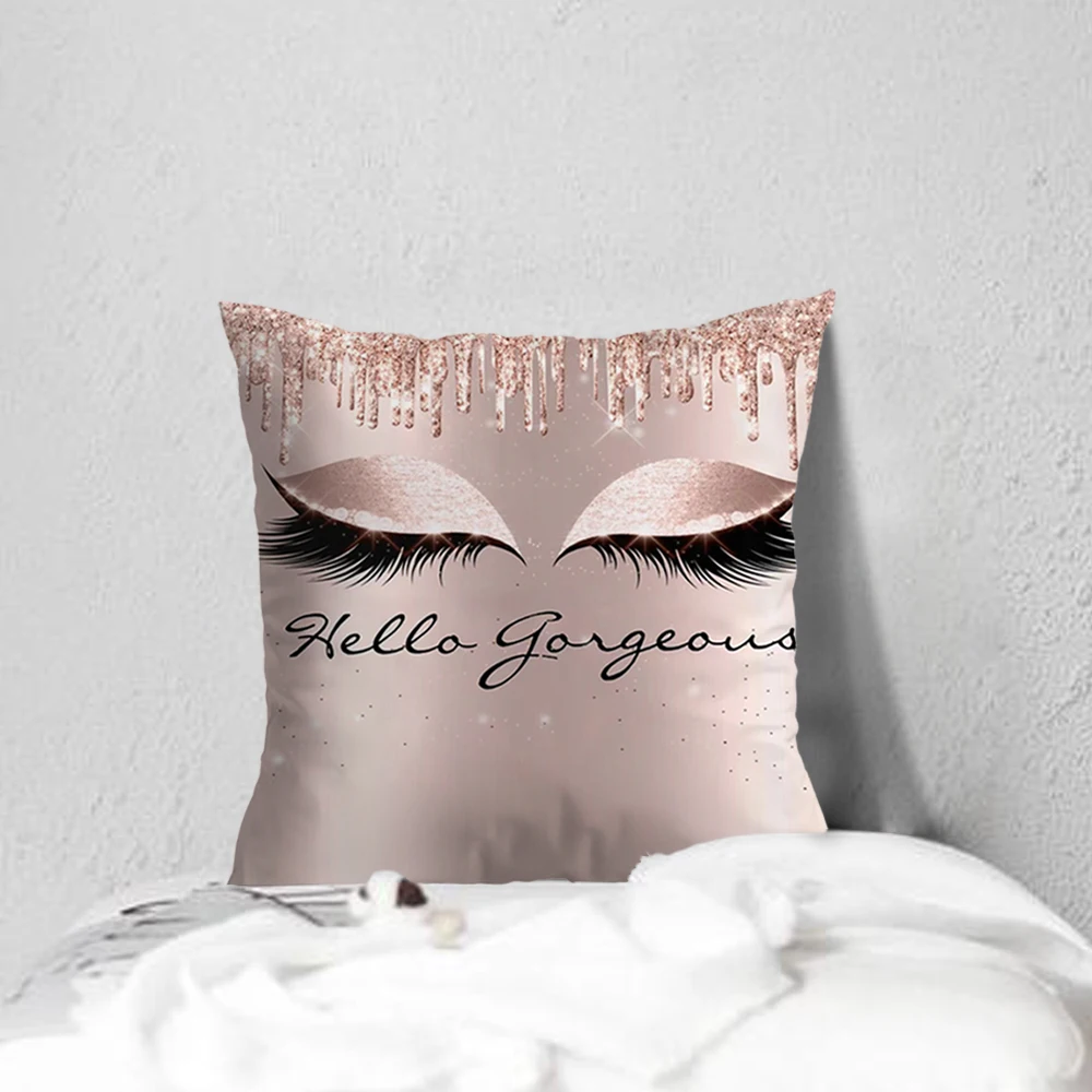 1PC Non Core Ins Style Beauty Makeup Eyelash Peach Skin Pillow Case Square Pillow Case Sofa with Pillow Case for Home Use